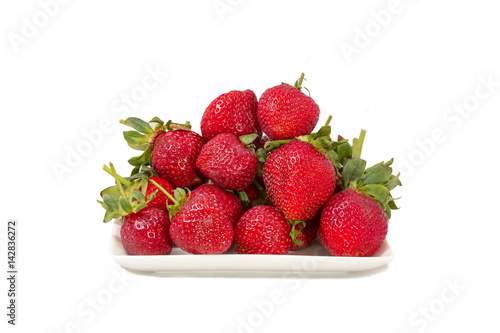 Strawberries on white   background  