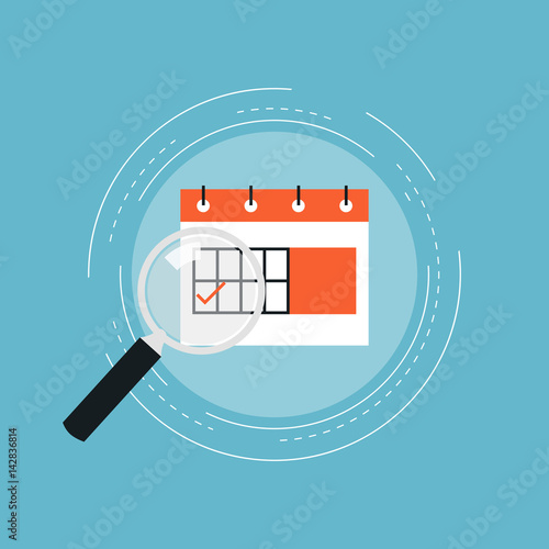 Time management and planning events flat vector illustration design. Business concept for date planning, organizing events and events management. Icon design for web banners and apps