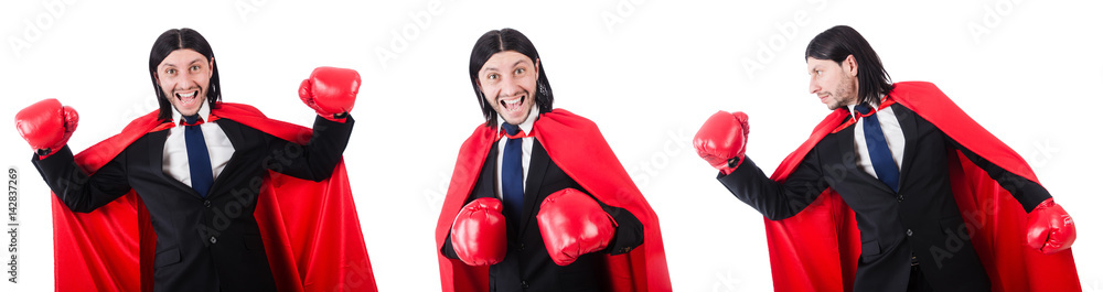 Young businessman boxer isolated on white Young businessman boxer isolated on white