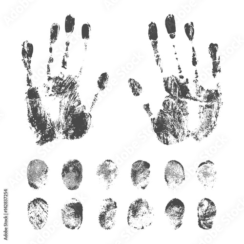 Set of Black Fingerprints on White Background