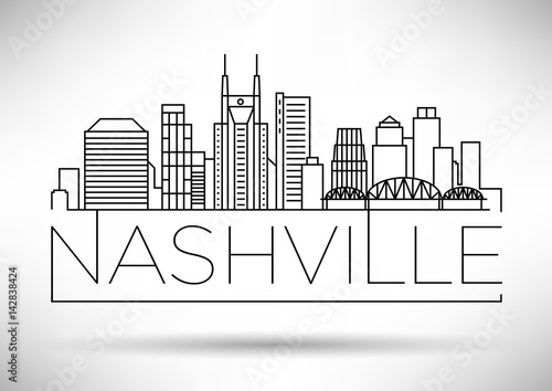 Minimal Nashville Linear City Skyline with Typographic Design photo