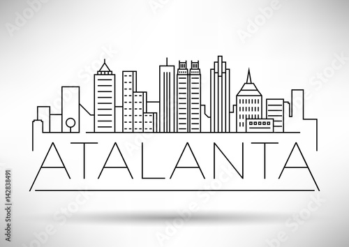 Minimal Atalanta Linear City Skyline with Typographic Design