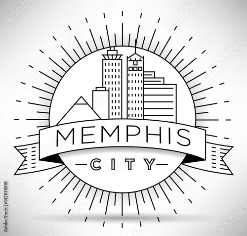 Minimal Memphis Linear City Skyline with Typographic Design