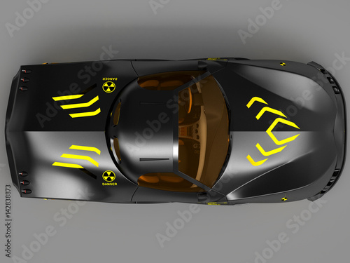 Design of the city car concept in a futuristic style. 3D illustration. photo