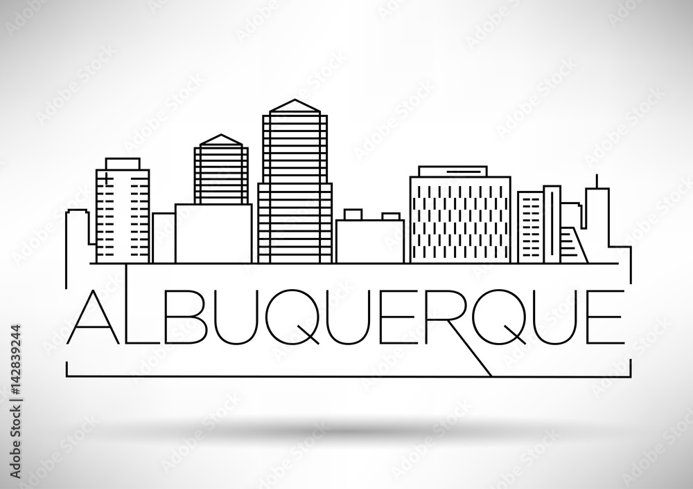 Fototapeta premium Minimal Albuquerque Linear City Skyline with Typographic Design