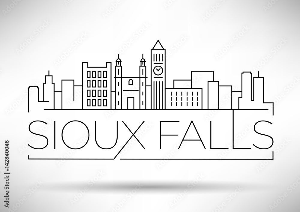 Plakat Minimal Sioux Falls Linear City Skyline with Typographic Design