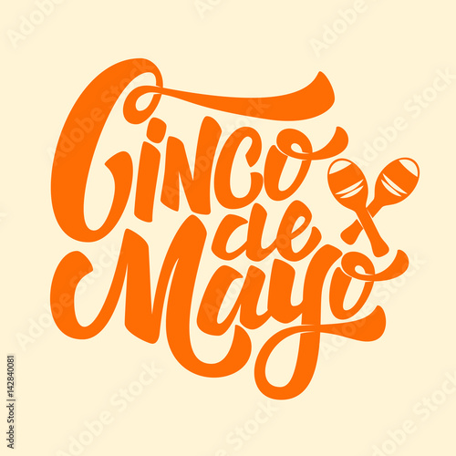Cinco de Mayo. Hand drawn lettering phrase isolated on white background. Design element for poster, greeting card. Vector illustration