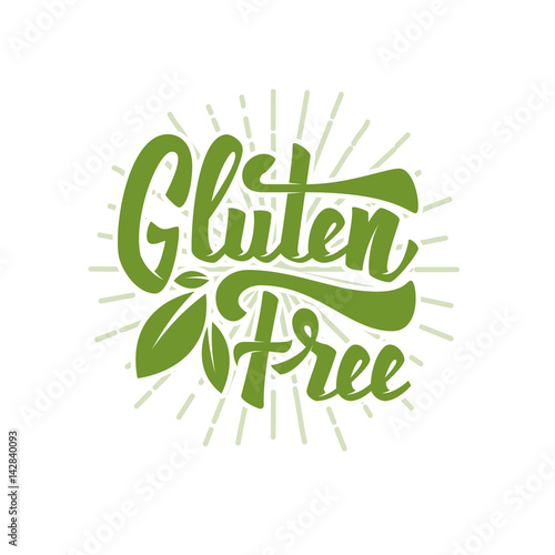Gluten free. Hand drawn lettering phrase isolated on white background. Vector illustration