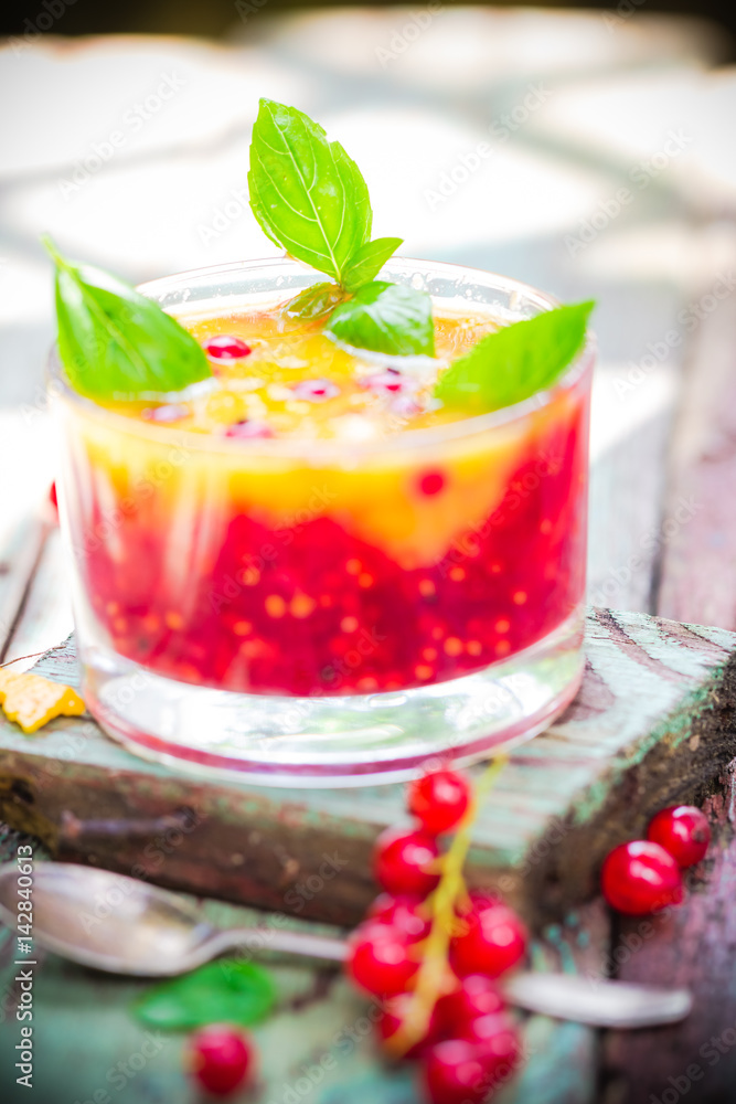 Summer fruit dessert currant orange juice basil Summer fruit dessert currant orange juice basil