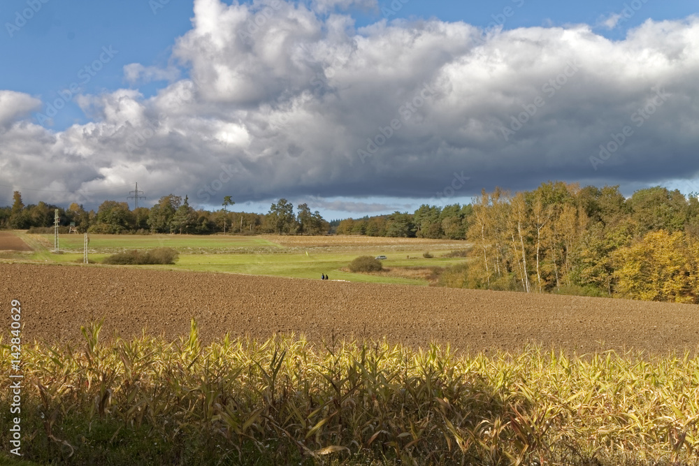 Plowed field in autumn