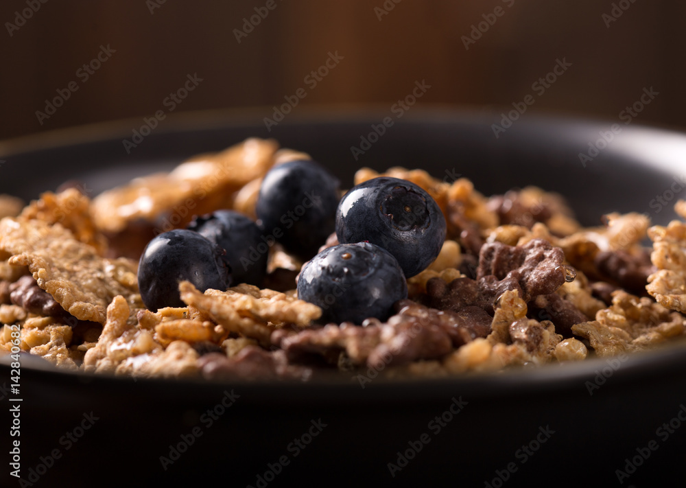 muesli with honey and blueberry