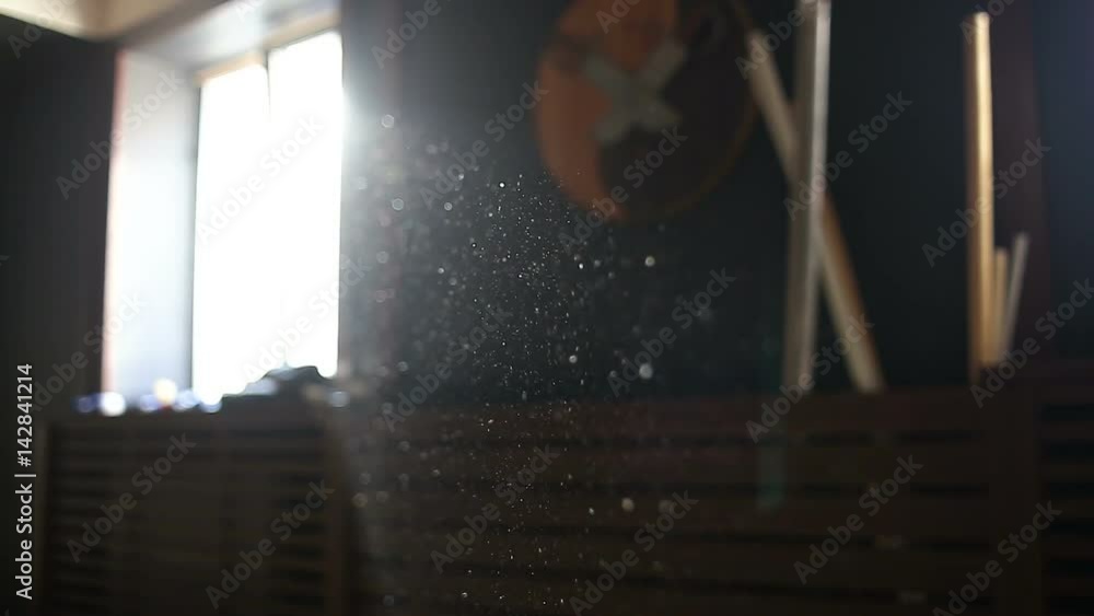 Dust in the rays of light in the martial arts training hall Dust in the rays of light in the martial arts training hall
