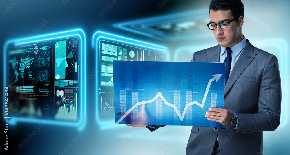 Businessman trading in world stock market Businessman trading in world stock market