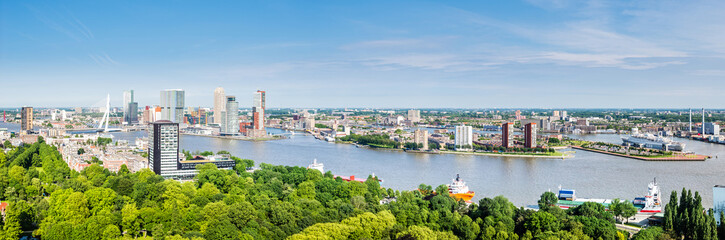 Fototapete Rotterdam Hafenpanorama Rotterdam mit Erasmusbrücke  © matho