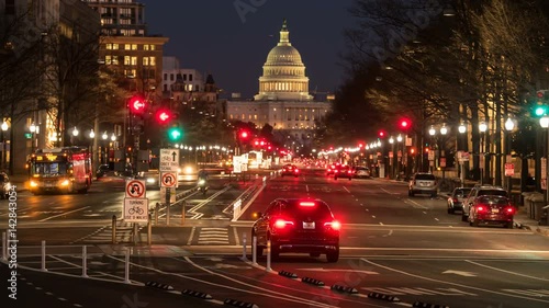 4K Washington DC Pennsylvania Ave Traffic Twilight Timelapse 2b