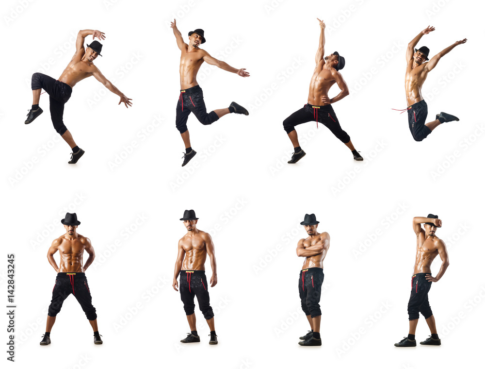 Collage of dancers isolated on white background Collage of dancers isolated on white background