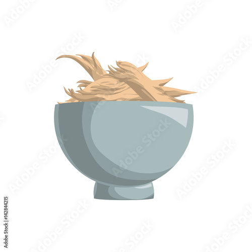 shredded chicken bowl vector icon illustration colored