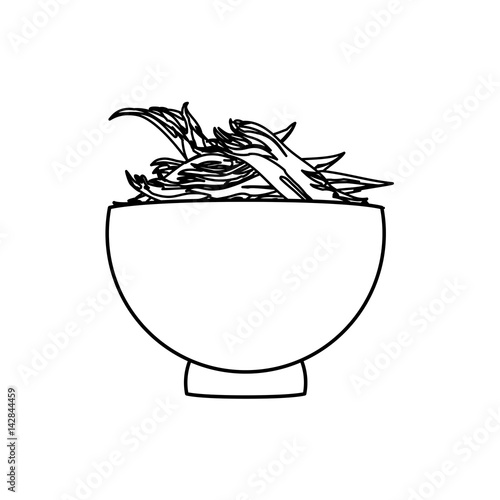 shredded chicken bowl vector icon illustration uncolored