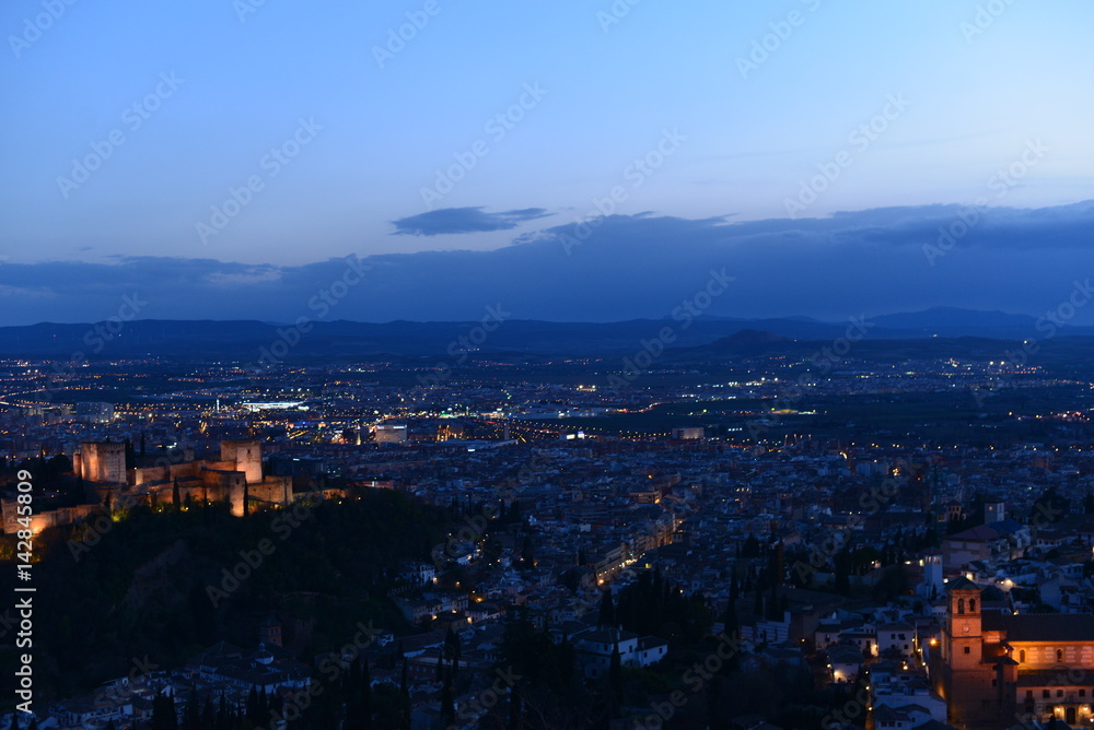 Fototapeta premium Sonnenuntergang Alhambra-Granada