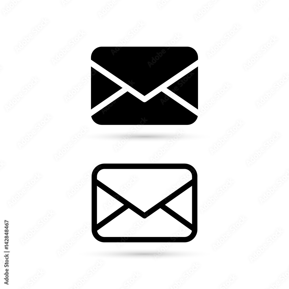 Envelope icon in flat style isolated on white background. Mail symbol set, vector. Envelope icon in flat style isolated on white background. Mail symbol set, vector.