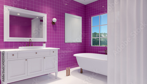 Small  modern bathroom interior. 3D rendering