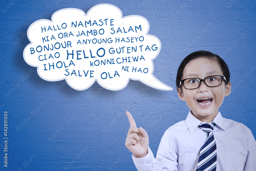 Little boy learns multilingual