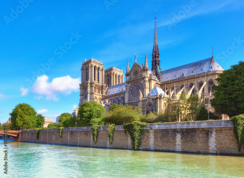 Notre Dame Cathedral in Paris in springtime