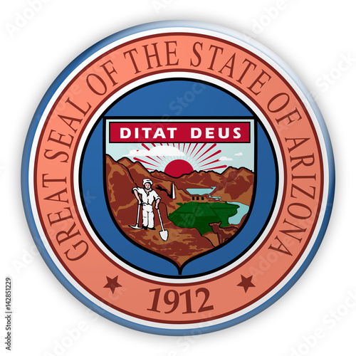 Badge US State Seal Arizona, 3d illustration
