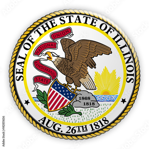 Badge US State Seal Illinois, 3d illustration