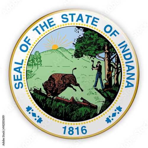 Badge US State Seal Indiana, 3d illustration