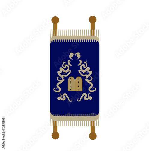 Torah icon, flat, cartoon style. Scroll Isolated on white background. Vector illustration, clip-art