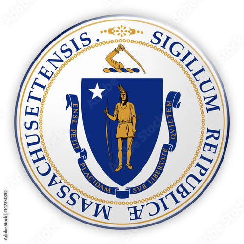 Badge US State Seal Massachusetts, 3d illustration