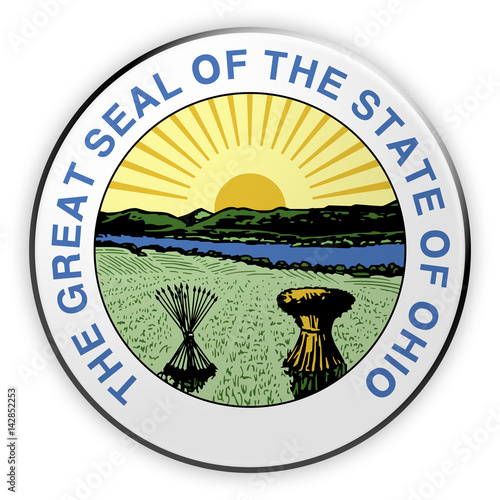 Badge Historic US State Seal Ohio, 3d illustration