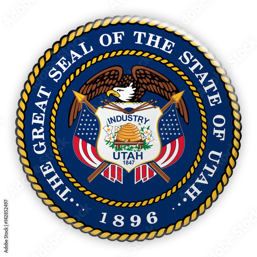 Badge US State Seal Utah, 3d illustration