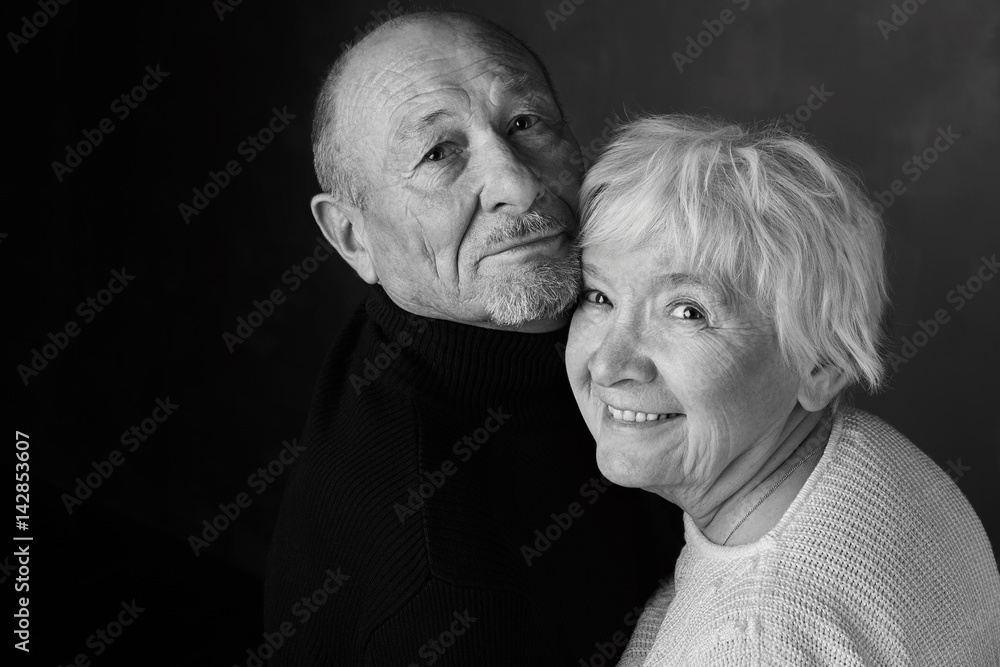 When two one. The head studio shot of senior couple, looking and