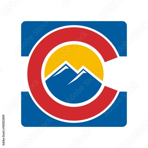 colorado hill logo vector. letter C logo vector.