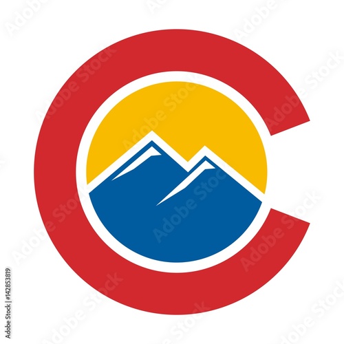 colorado hill logo vector. letter C logo vector.