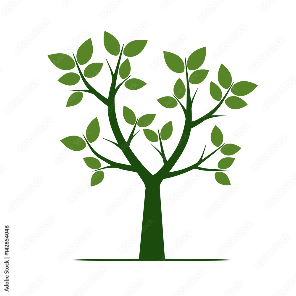 Green Tree with Leaf. Vector Illustration. Green Tree with Leaf. Vector Illustration.