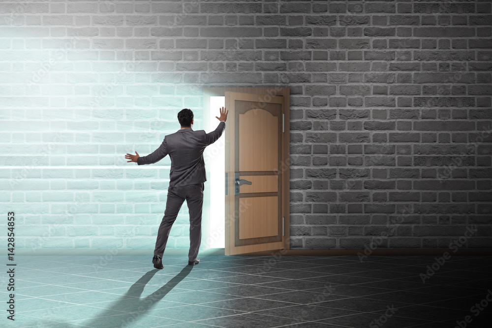 Businessman in business uncertainty concept Businessman in business uncertainty concept