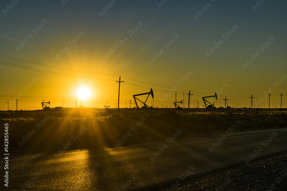 Obraz premium Oil Machine at Patagonian Landscape, Santa Cruz ,Argentina