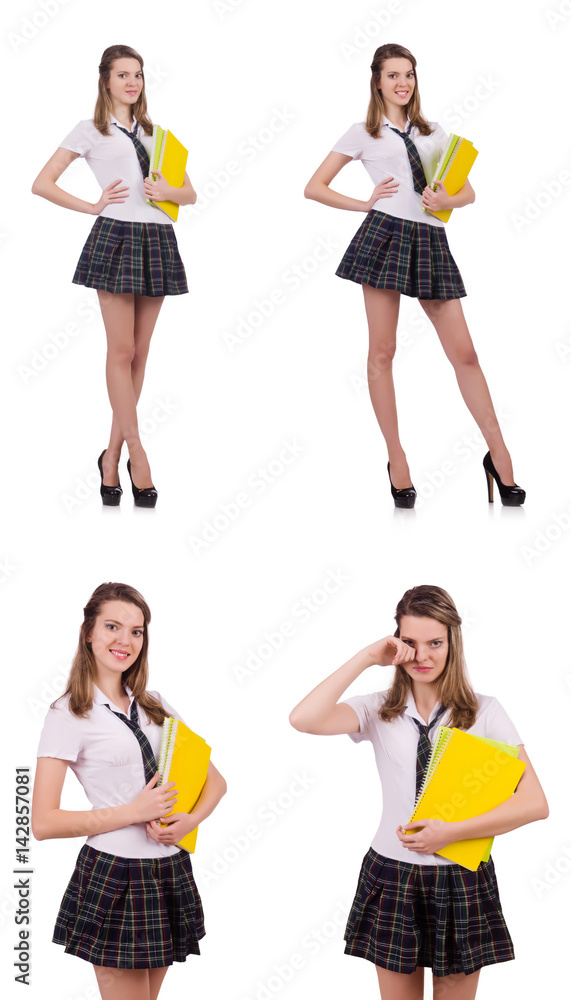 Schoolgirl isolated on the white Schoolgirl isolated on the white