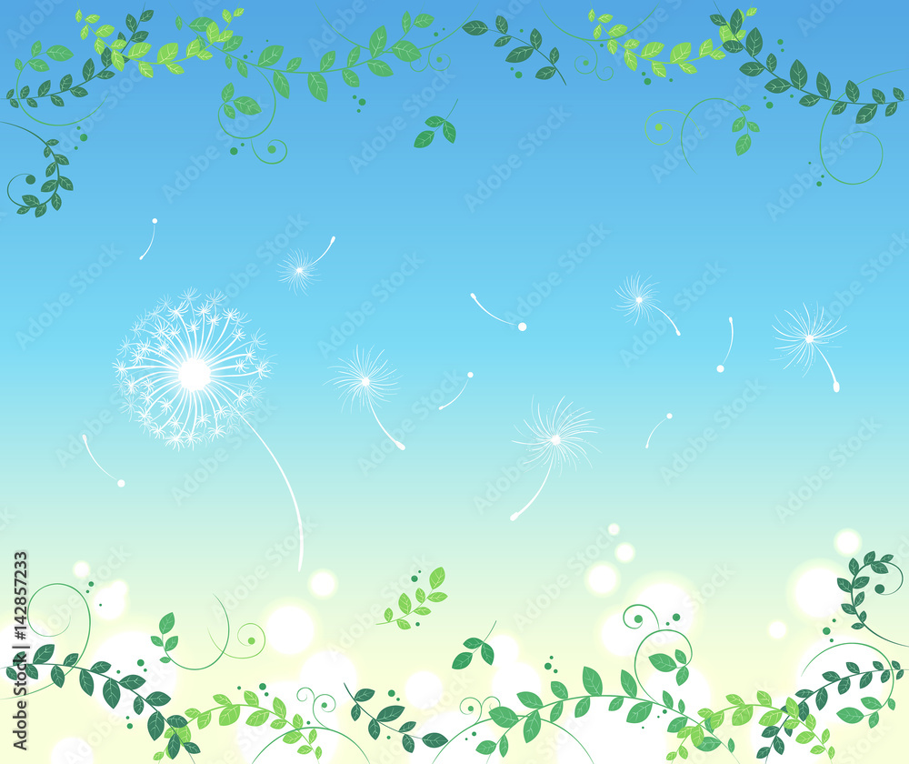 Flower Background_Blue sky and dandelion