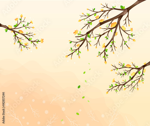 Flower Background_Tree branches and buds