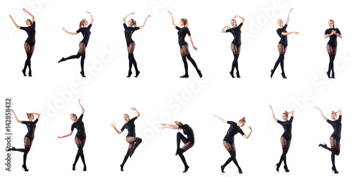 Woman dancing isolated on the white