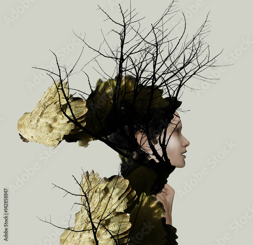 Quadro em tela Extravange Portrait Profile of a Beautiful Girl