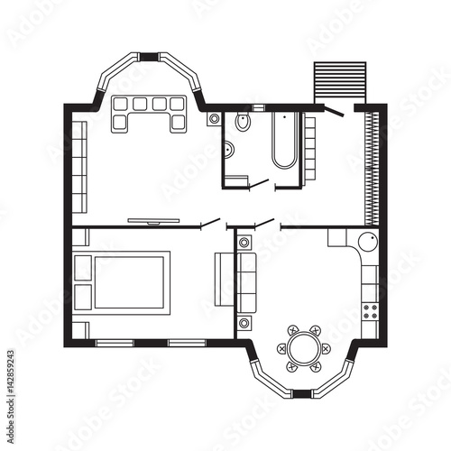 Modern office architectural plan interior furniture and construction design drawing project