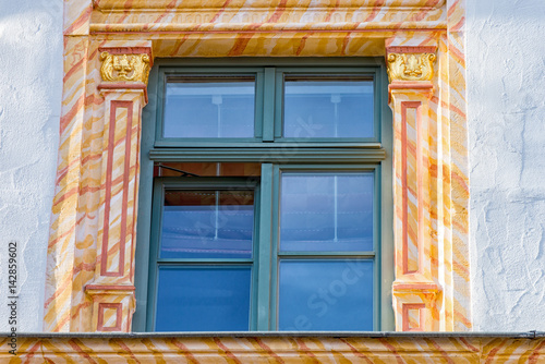 One Green open window with gold yellow ornament © Marcus Beckert