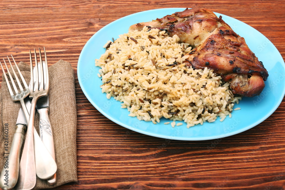 Roasted turkey leg with wild rice Roasted turkey leg with wild rice