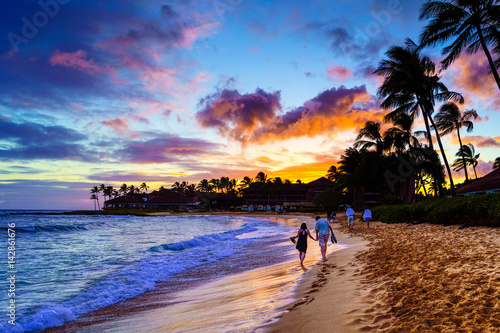 A Romantic Sunset on Kauai, Hawaii photo