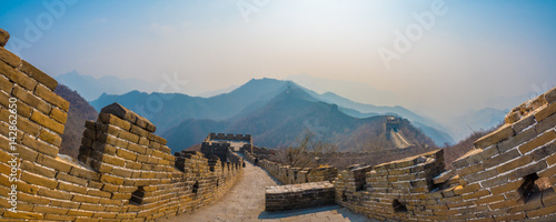 BeautIful spring landscape panorama of the Great Wall of China in Beijing photo